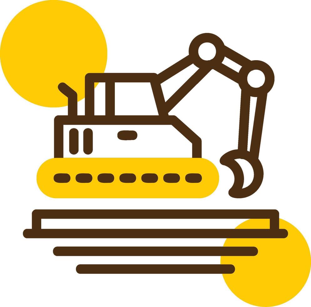 Excavator Yellow Lieanr Circle Icon vector