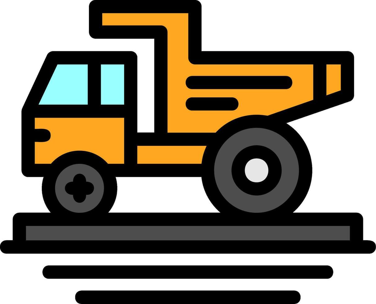 Dump Truck Line Filled Icon vector