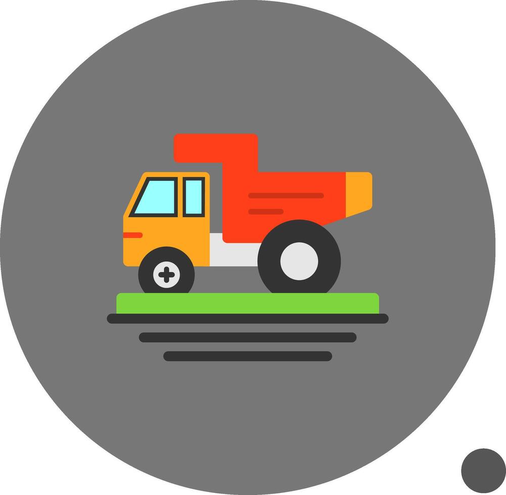 Dump Truck Flat Shadow Icon vector