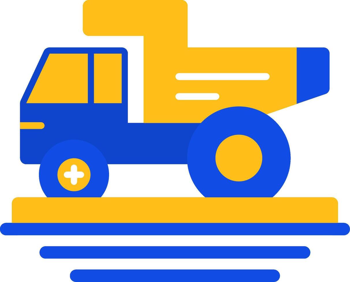 Dump Truck Flat Two Color Icon vector