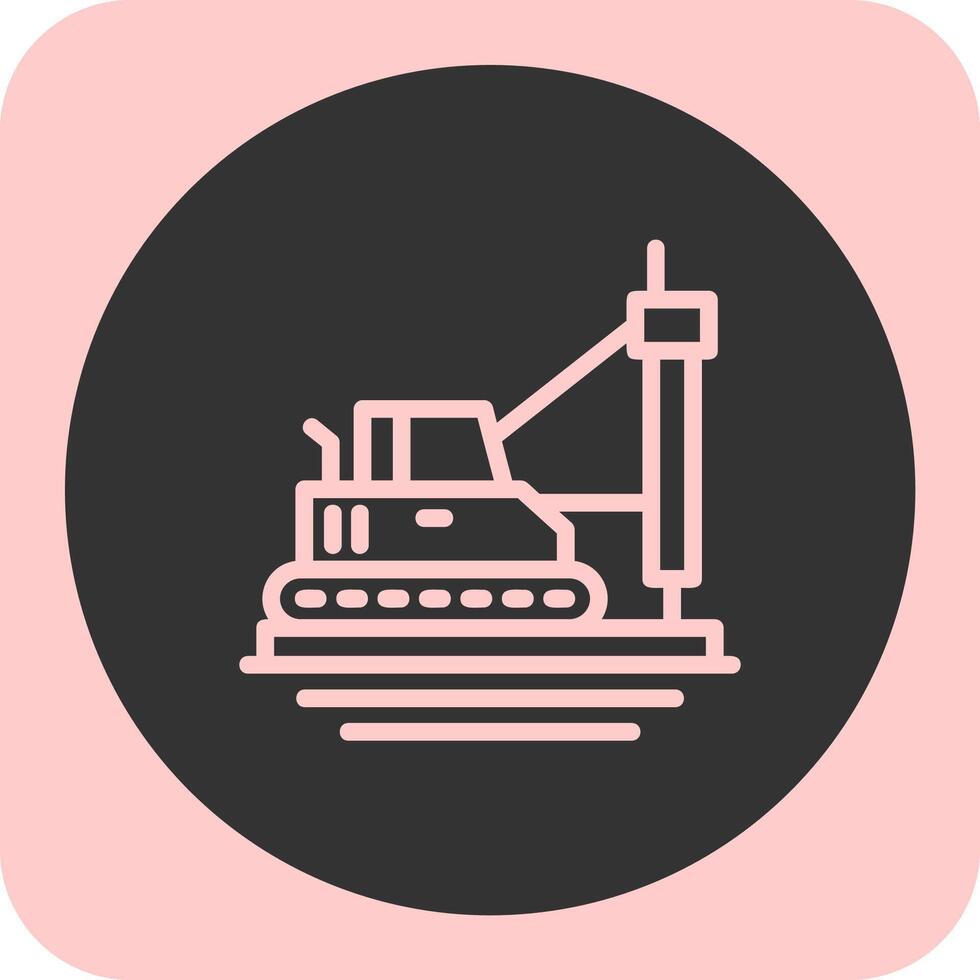 Pile Driver Linear Round Icon vector