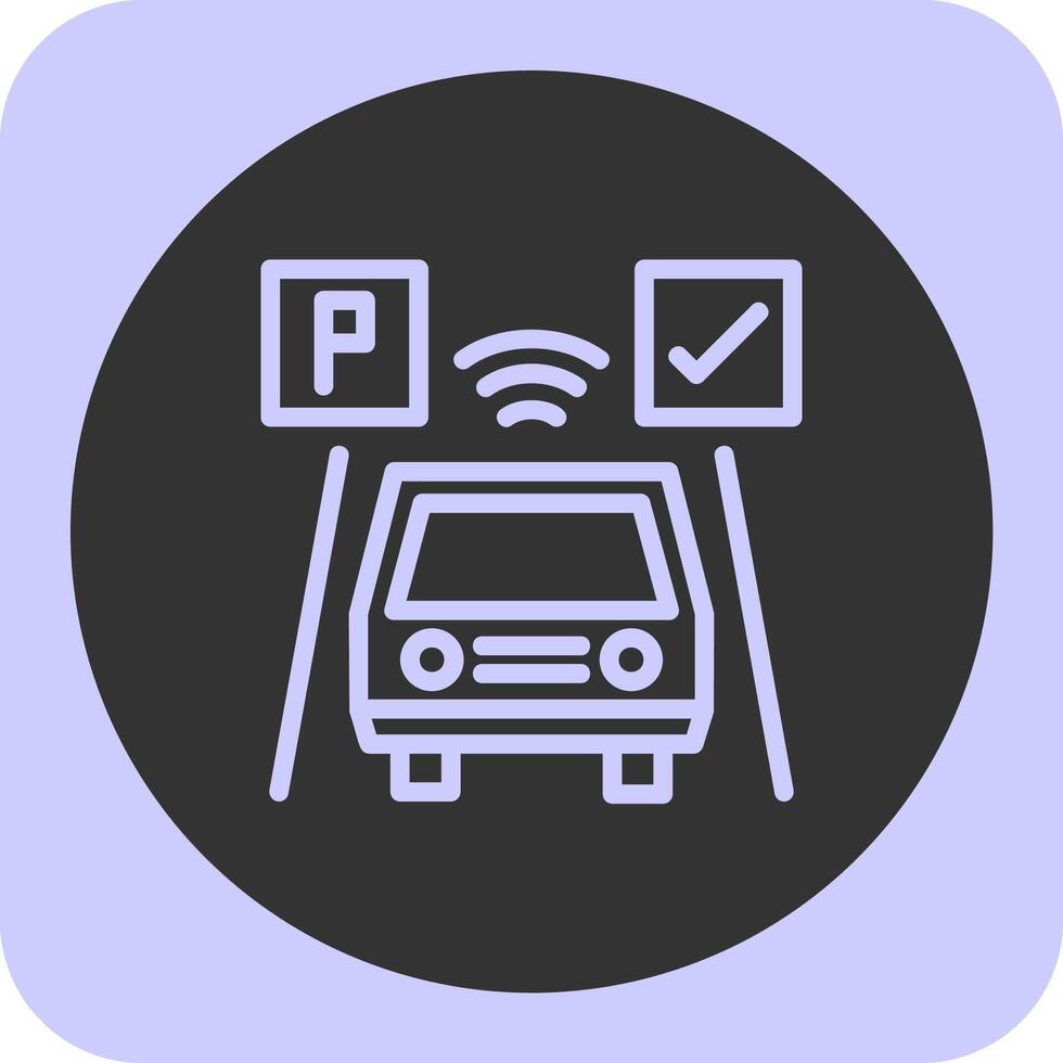 Parked car Linear Round Icon vector