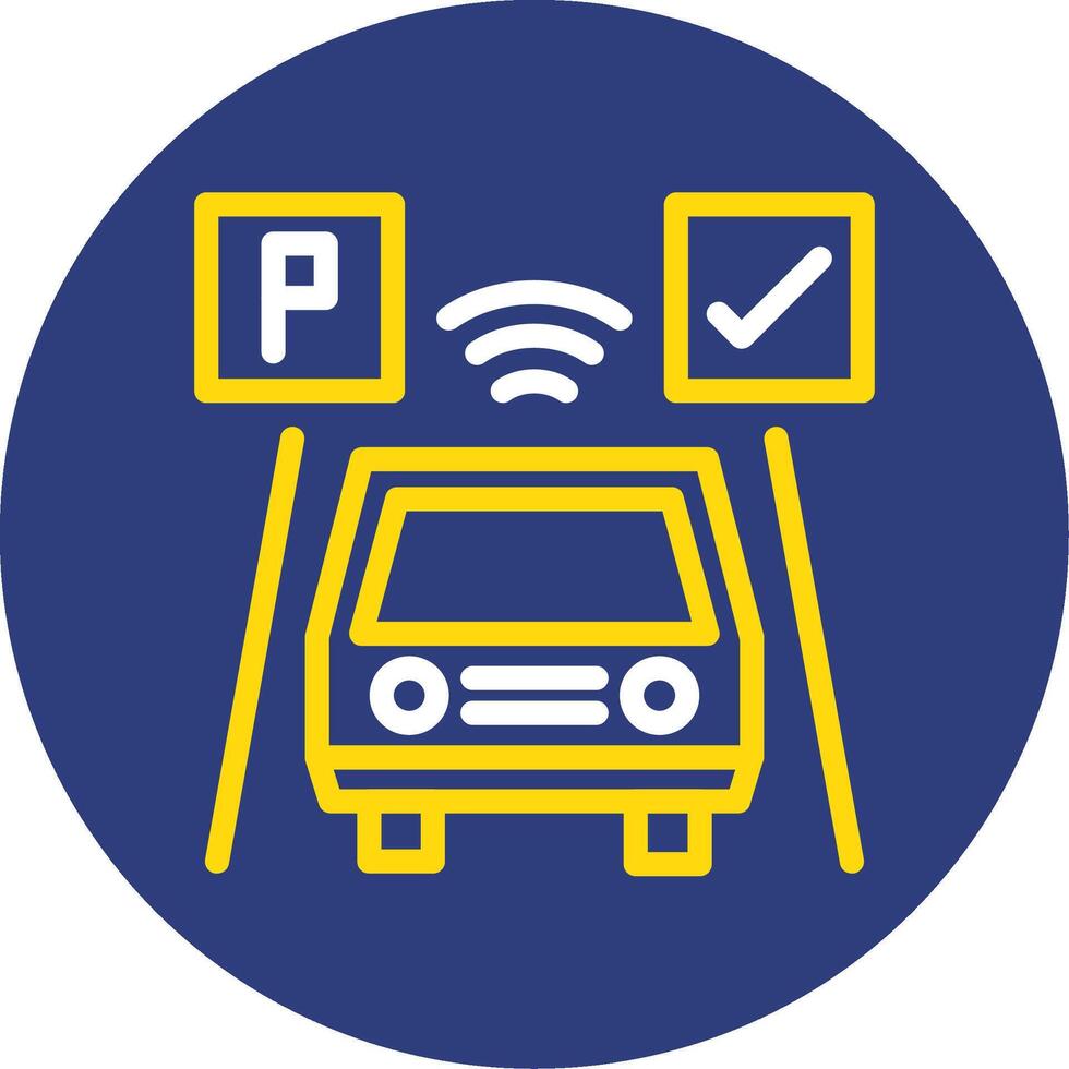 Parked car Dual Line Circle Icon vector