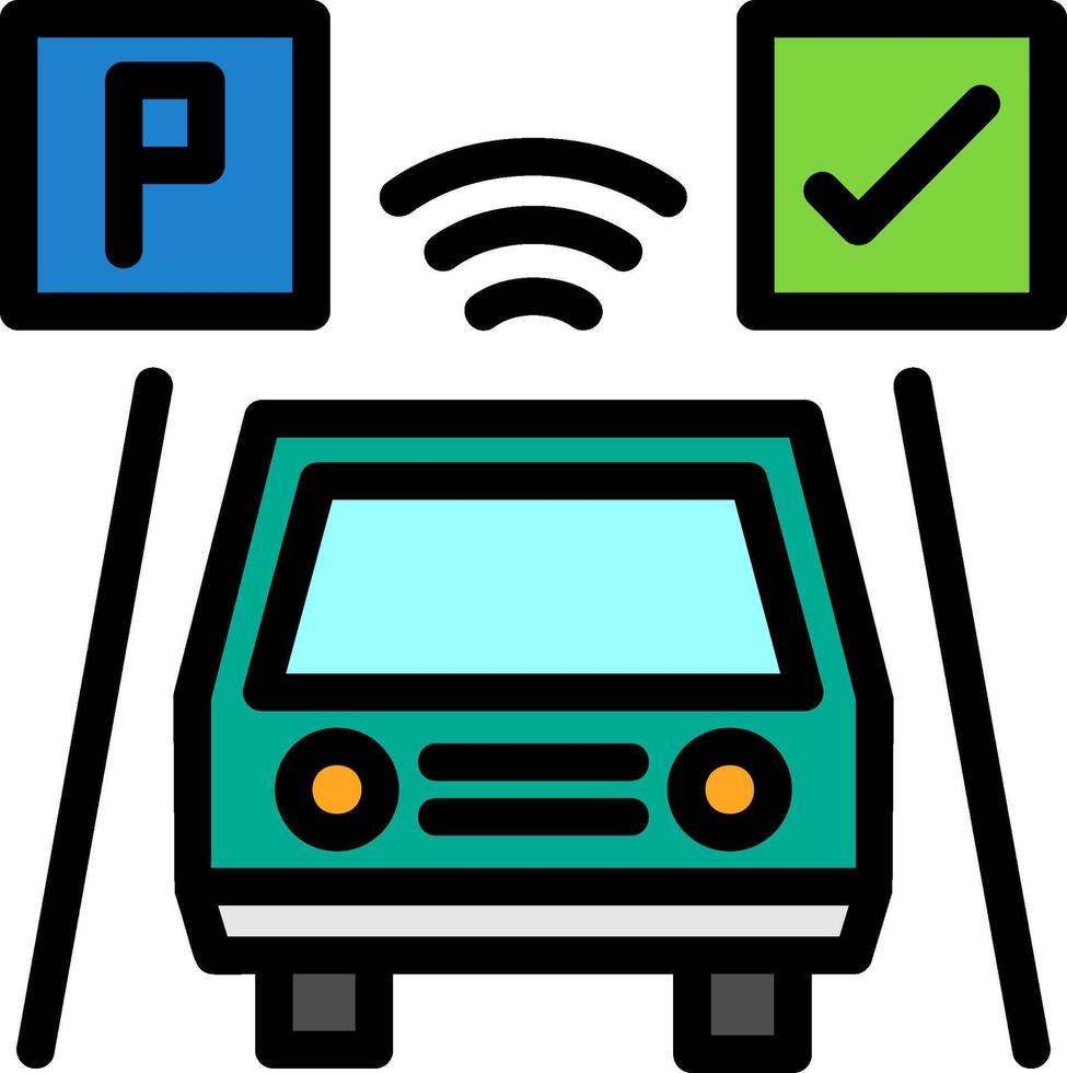 Parked car Line Filled Icon vector