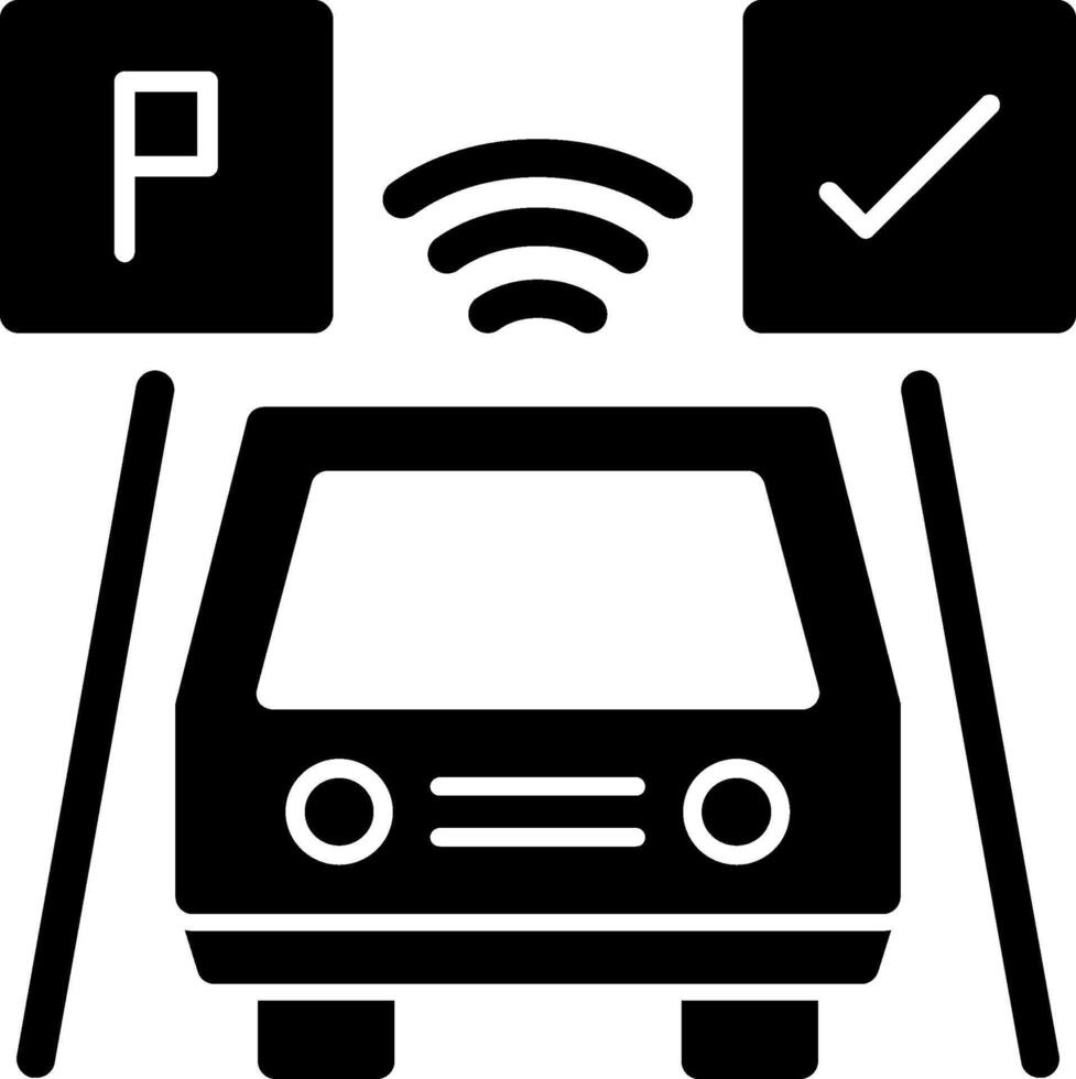 estacionado coche glifo icono vector