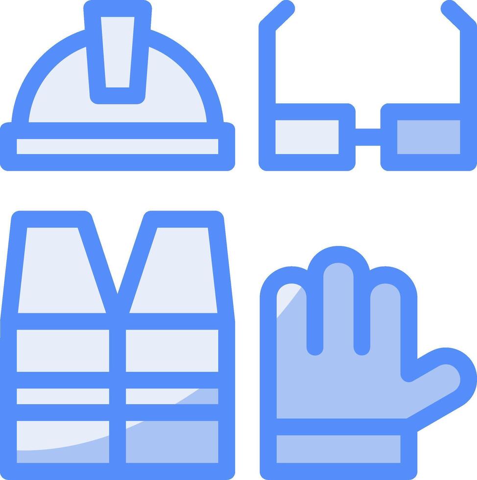 Safety Gear Line Filled Blue Icon vector