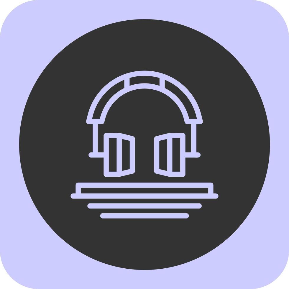 Ear Protection Linear Round Icon vector