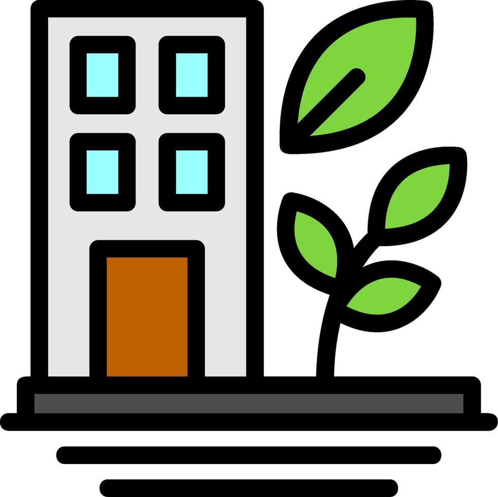 Green Building Line Filled Icon vector