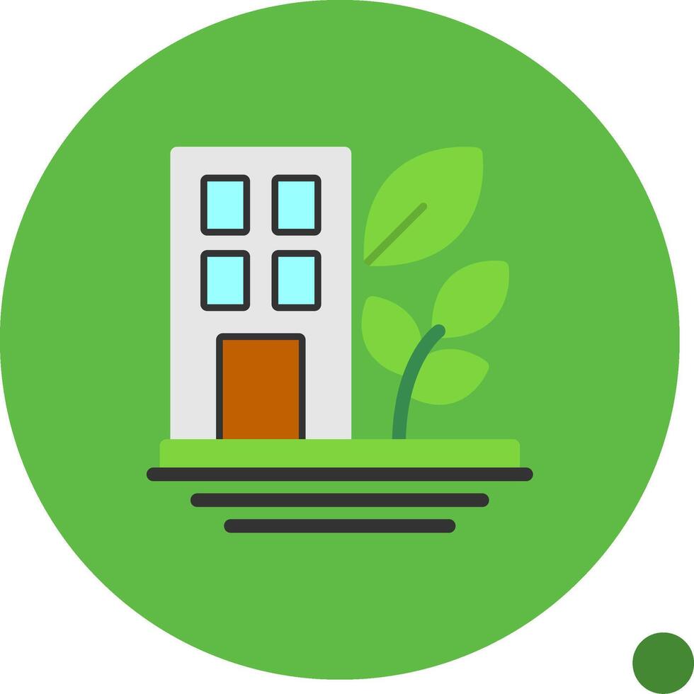 Green Building Flat Shadow Icon vector