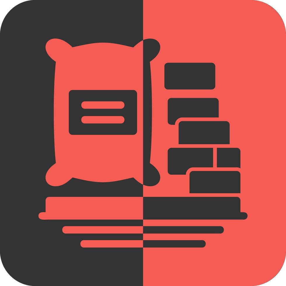 Construction Materials Red Inverse Icon vector