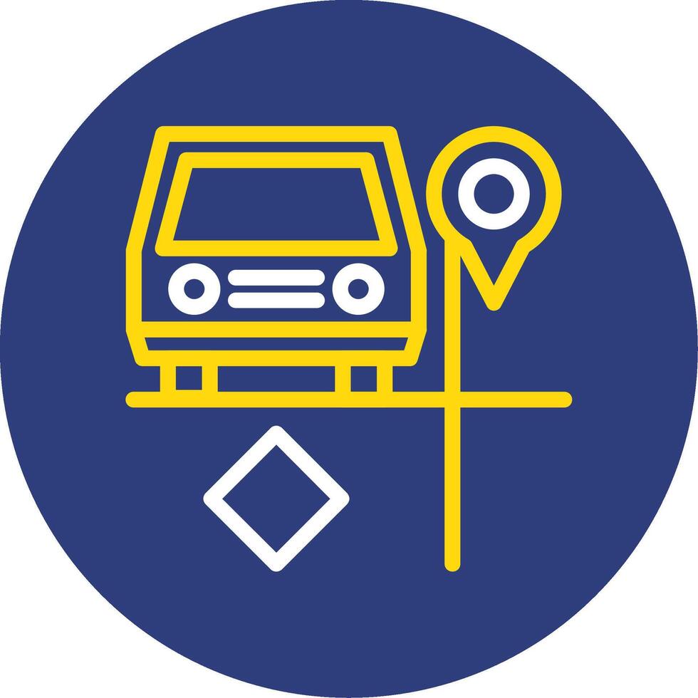 Carpool parking Dual Line Circle Icon vector