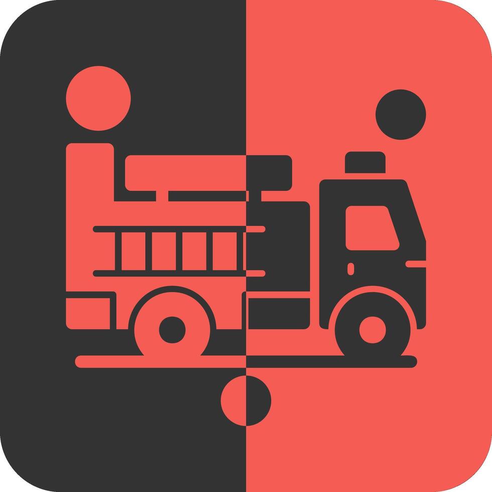 Fire Truck Red Inverse Icon vector