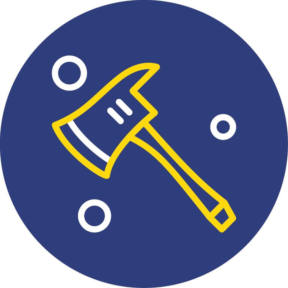 Fire Axe Dual Line Circle Icon vector