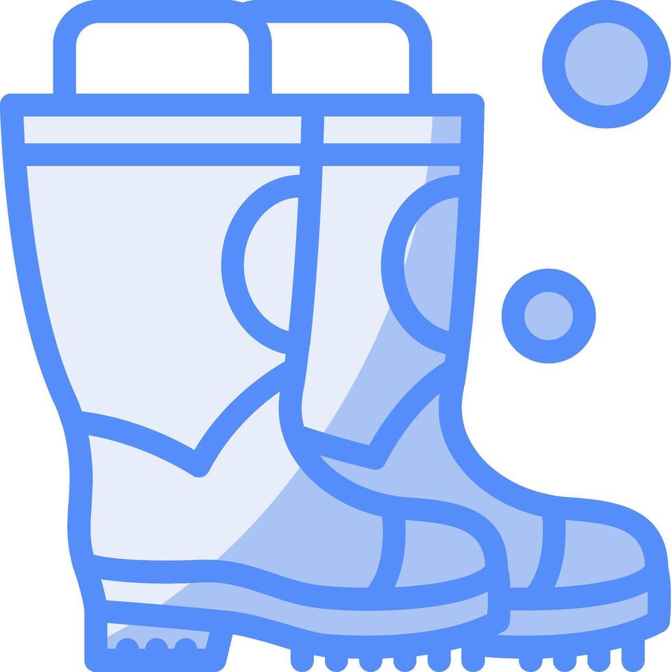 Firefighter Boots Line Filled Blue Icon vector