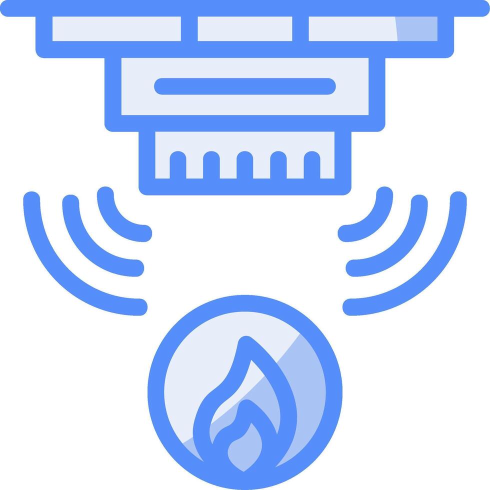 Fire Alarm Line Filled Blue Icon vector