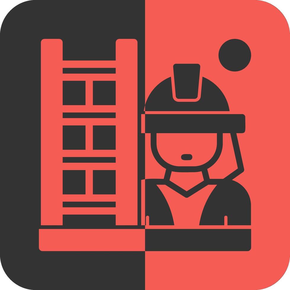 Fire Ladder Red Inverse Icon vector