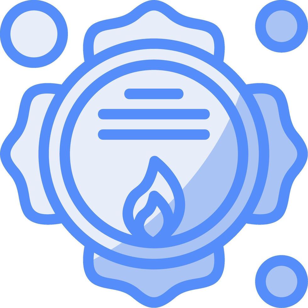 Firefighter Badge Line Filled Blue Icon vector