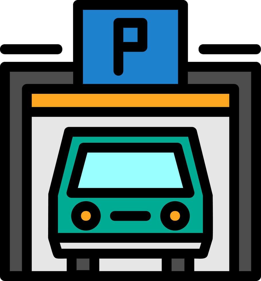 Pedestrian parking garage Line Filled Icon vector