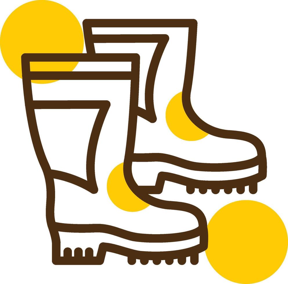 Firefighter Boots Yellow Lieanr Circle Icon vector