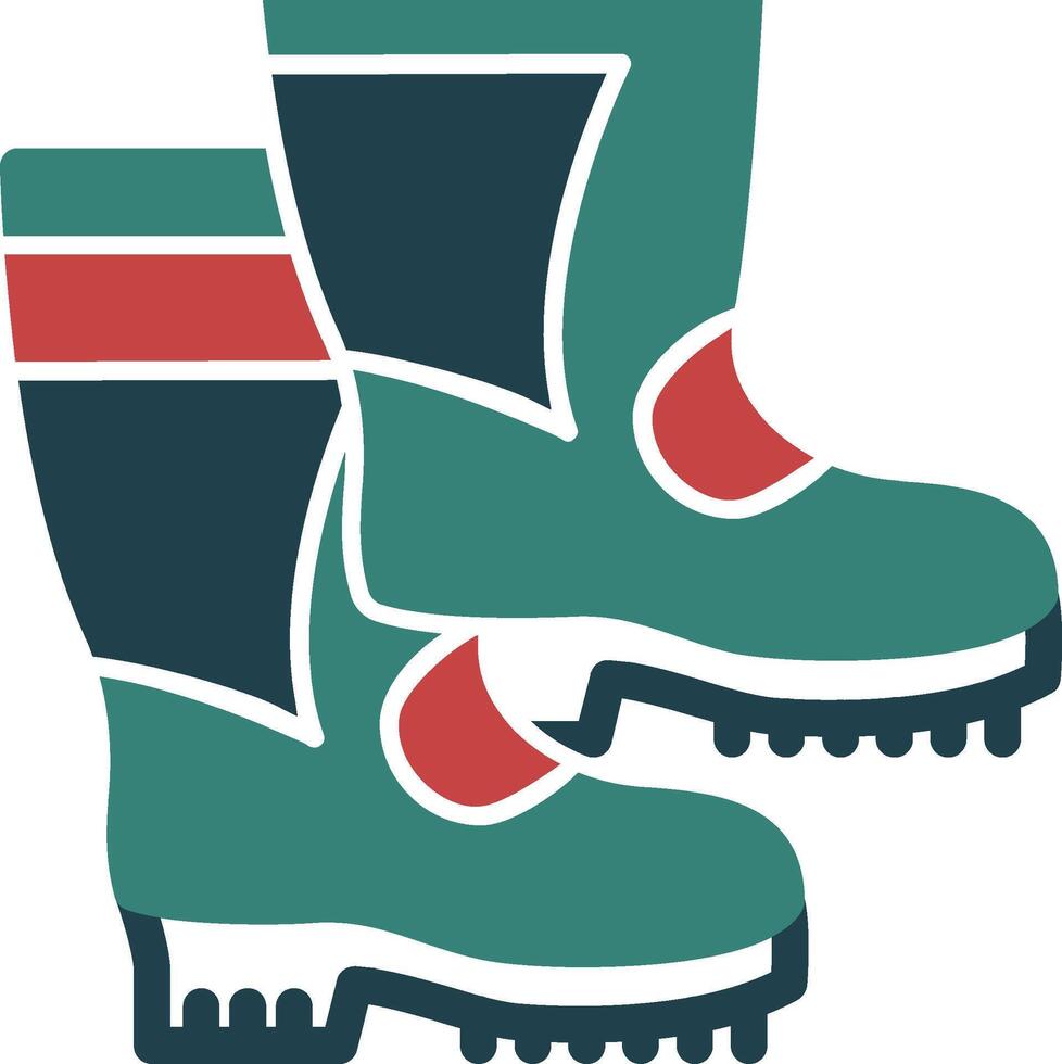 Firefighter Boots Glyph Two Color Icon vector