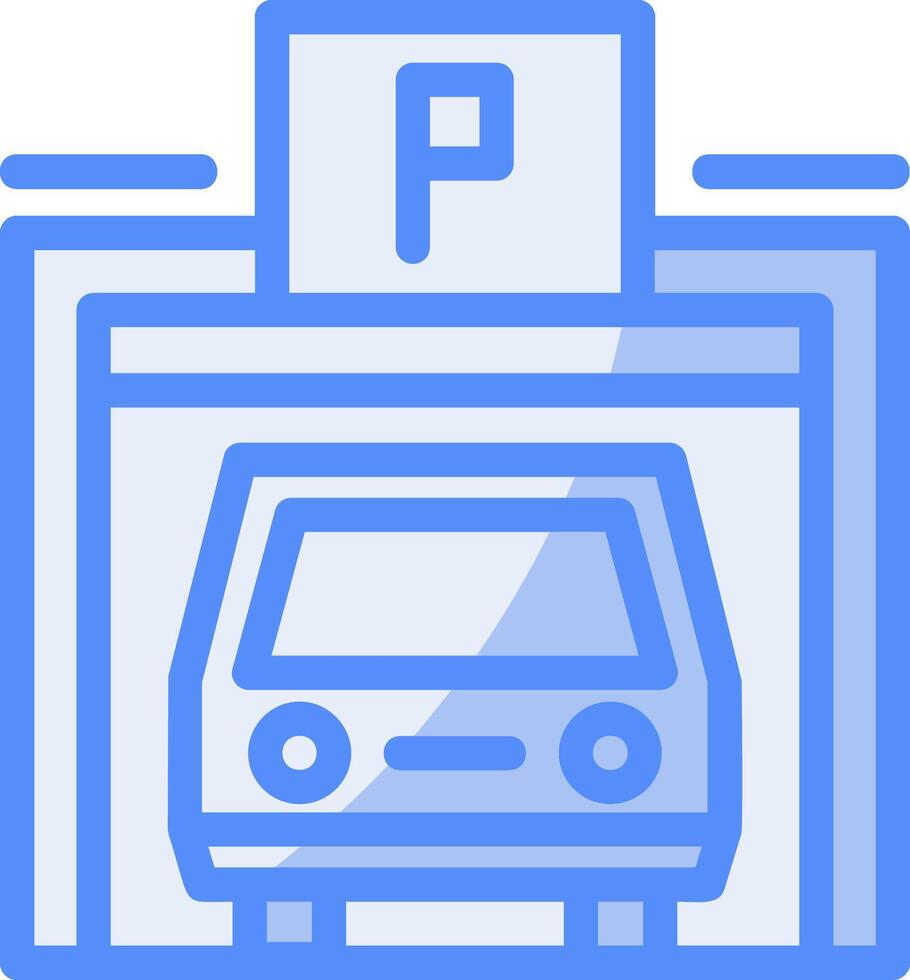 Pedestrian parking garage Line Filled Blue Icon vector