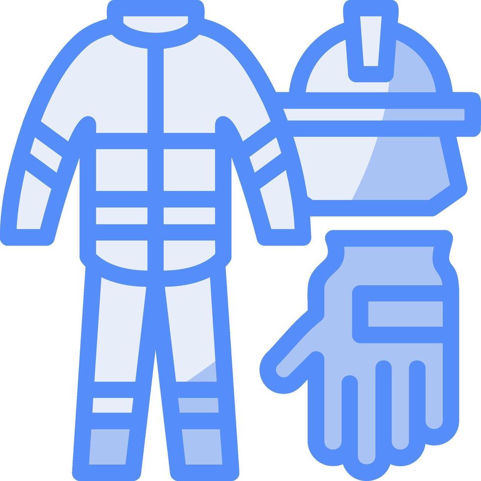 Firefighter Uniform Line Filled Blue Icon vector