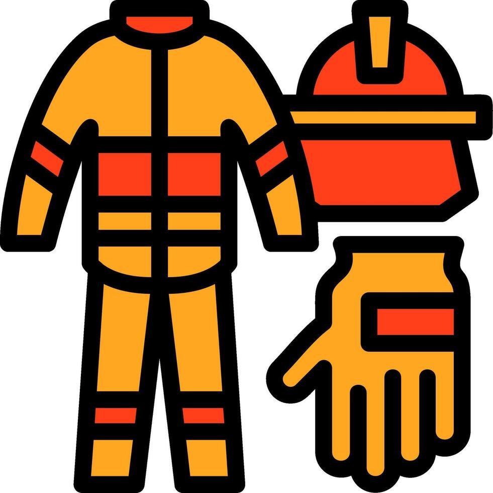 Firefighter Uniform Line Filled Icon vector
