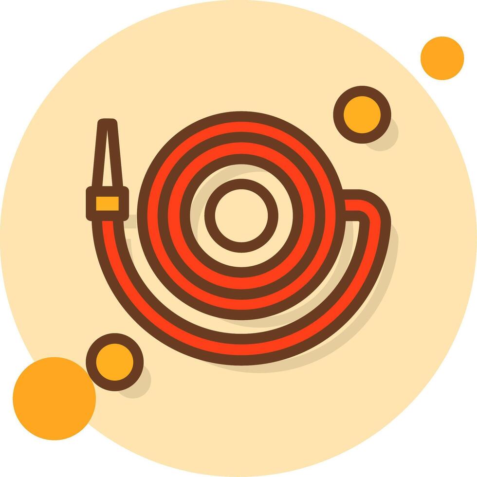 Fire Hose Roll Filled Shadow Circle Icon vector