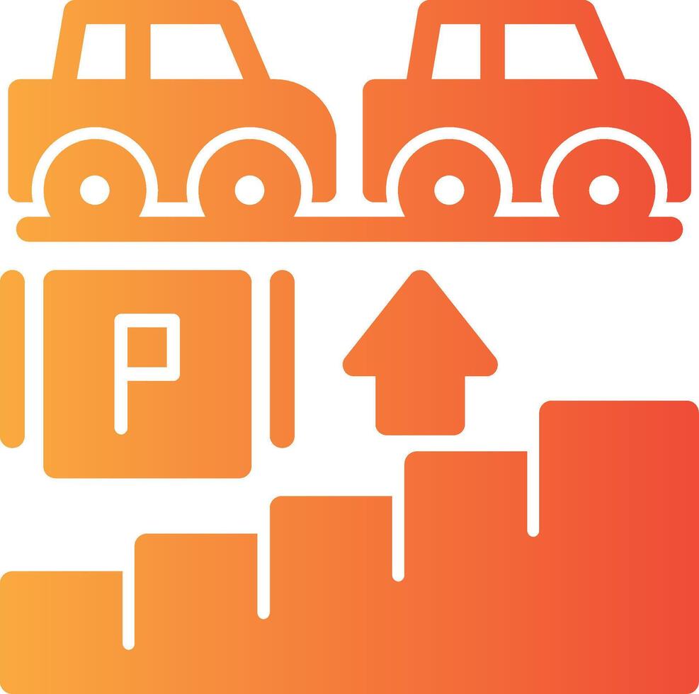 Stairs in parking garage Solid Multi Gradient Icon vector