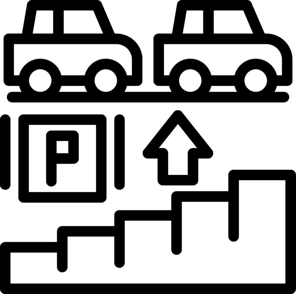 Stairs in parking garage Line Icon vector