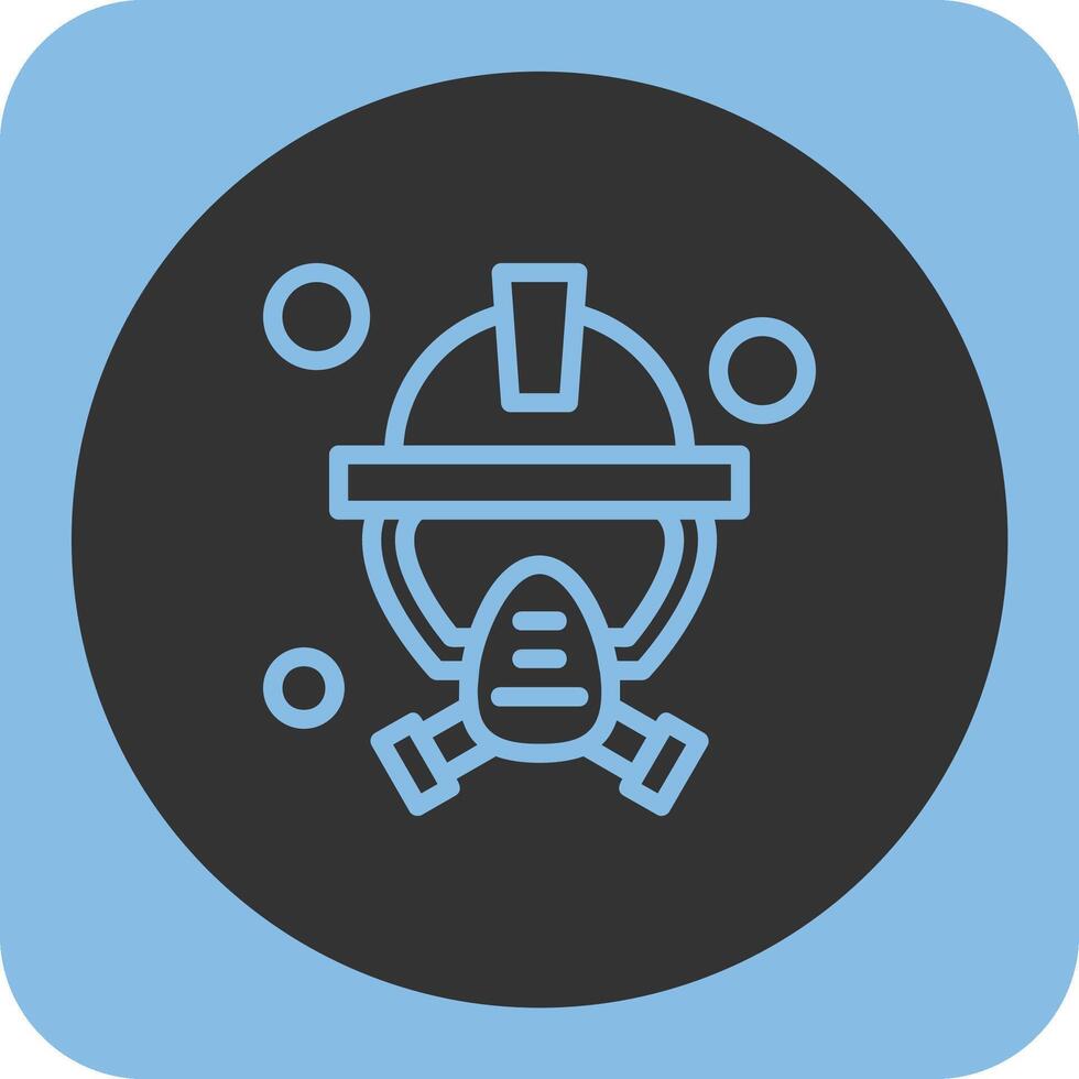 Firefighter Mask Linear Round Icon vector