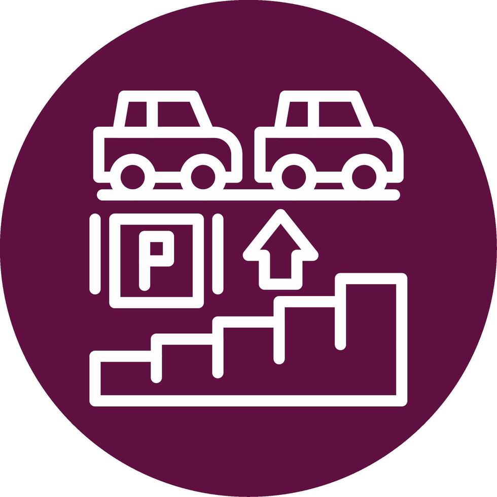 Stairs in parking garage Outline Circle Icon vector