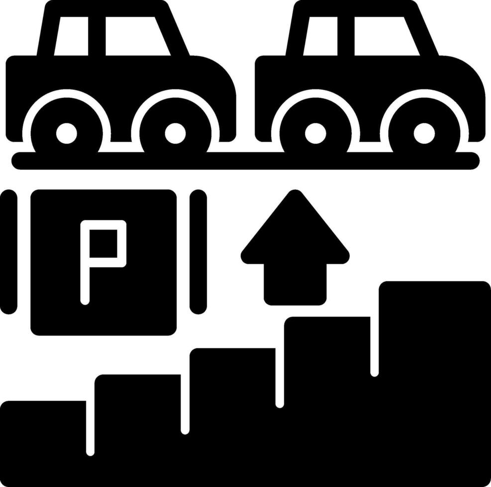 Stairs in parking garage Glyph Icon vector