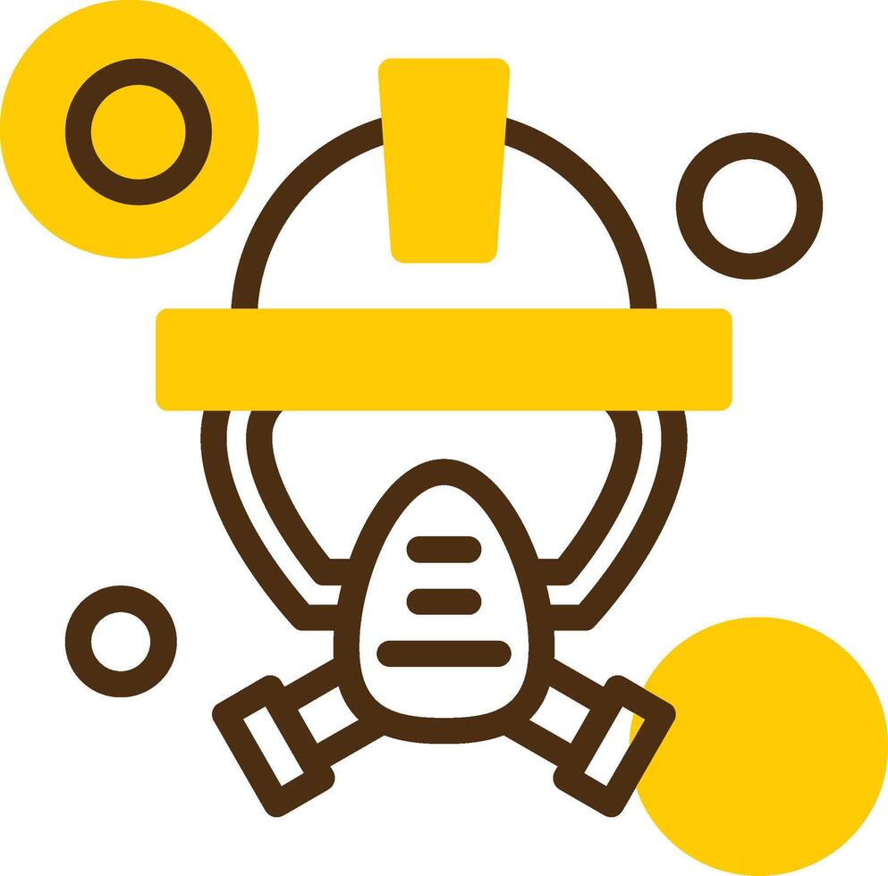 Firefighter Mask Yellow Lieanr Circle Icon vector