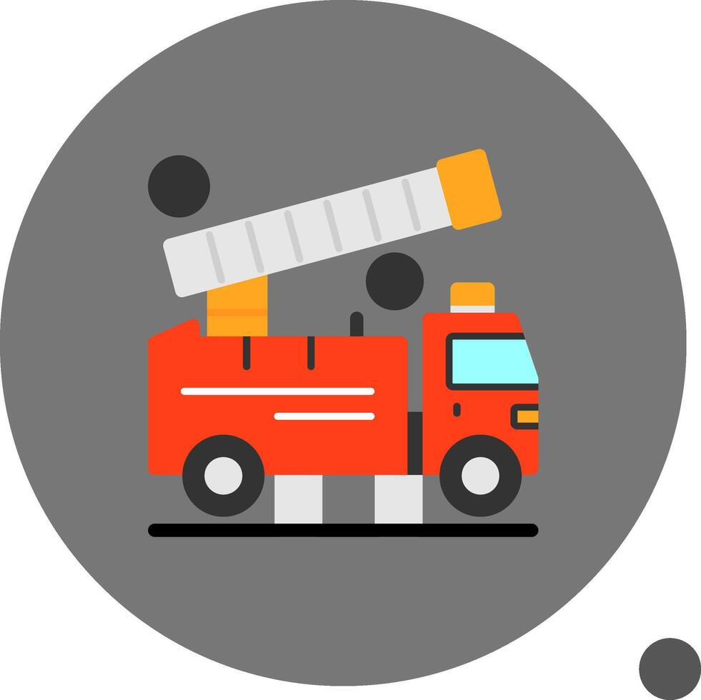 Fire Truck Aerial Ladder Flat Shadow Icon vector