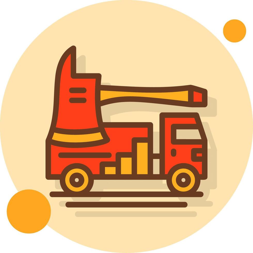 Fire Truck Ax Filled Shadow Circle Icon vector