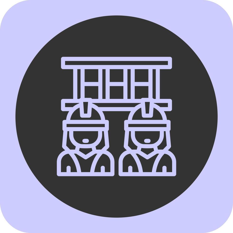 Fireman-s Carry Linear Round Icon vector