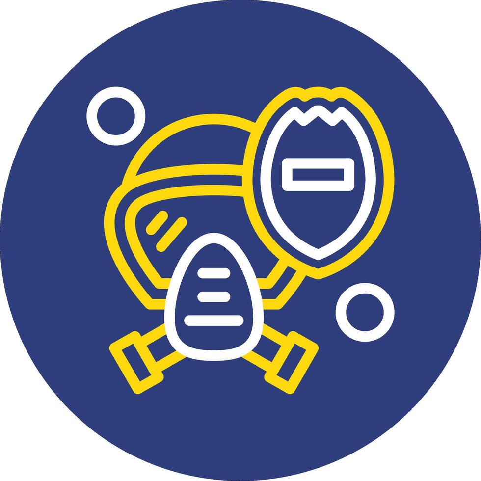 Firefighter Helmet Shield Dual Line Circle Icon vector