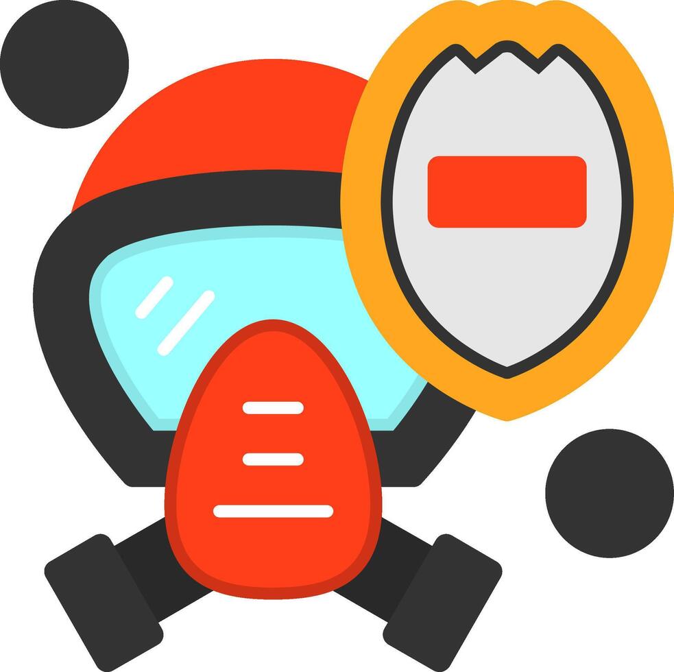 Firefighter Helmet Shield Flat Icon vector