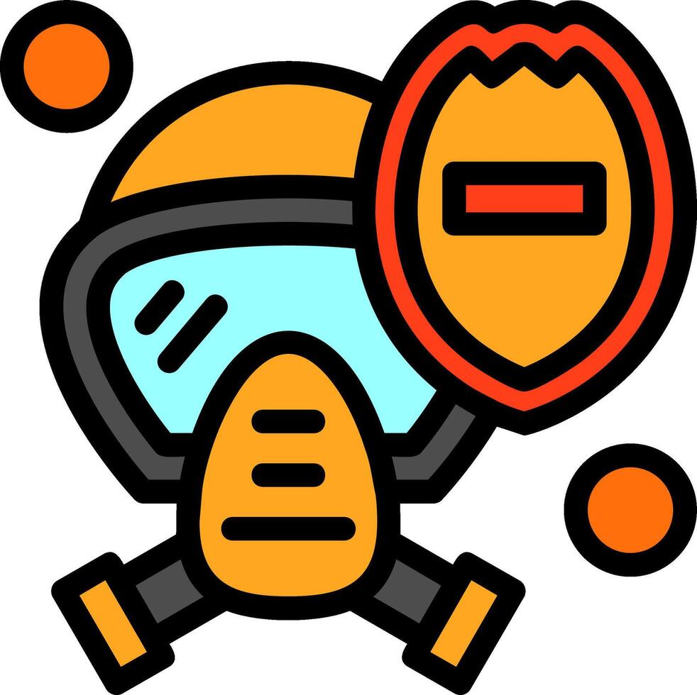 Firefighter Helmet Shield Line Filled Icon vector
