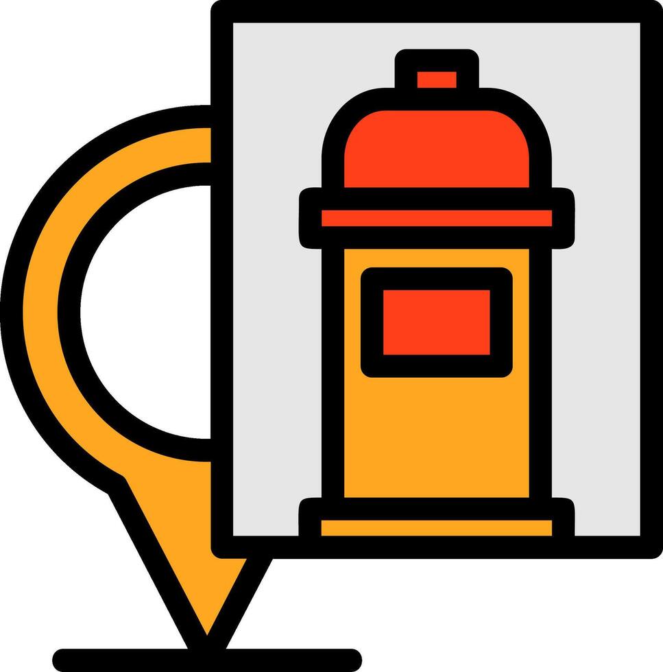 Fire Hydrant Location Marker Line Filled Icon vector