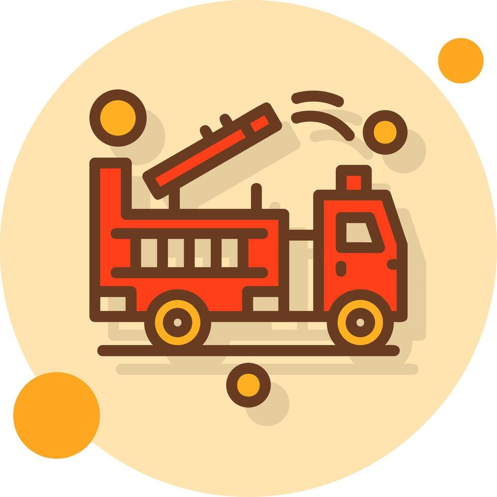 Fire Truck Monitor Filled Shadow Circle Icon vector