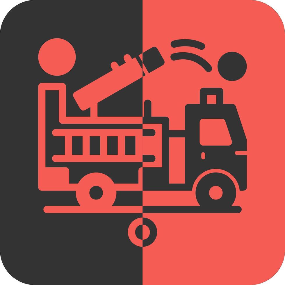 Fire Truck Monitor Red Inverse Icon vector