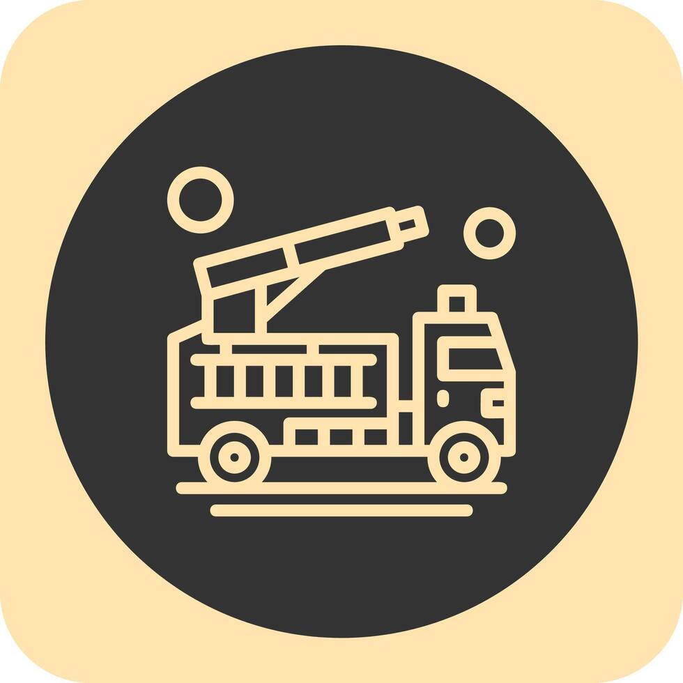 Fire Truck Water Cannon Linear Round Icon vector