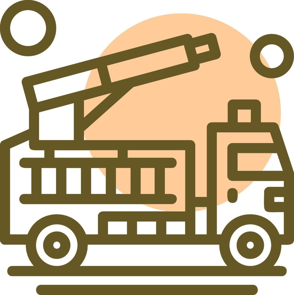 Fire Truck Water Cannon Linear Circle Icon vector