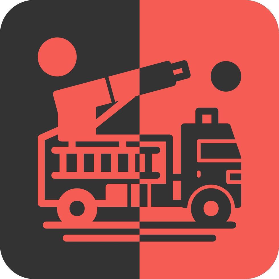 Fire Truck Water Cannon Red Inverse Icon vector