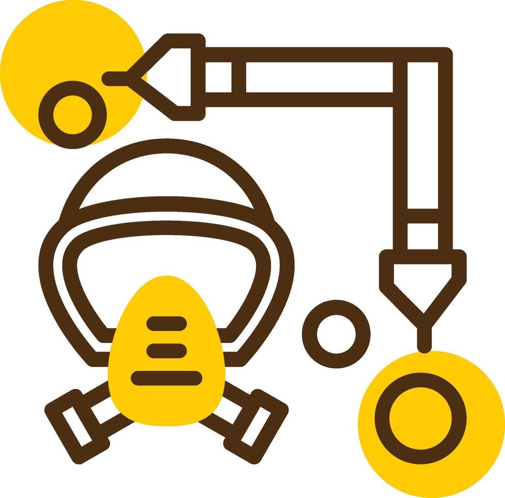 Firefighter Mask Strap Yellow Lieanr Circle Icon vector