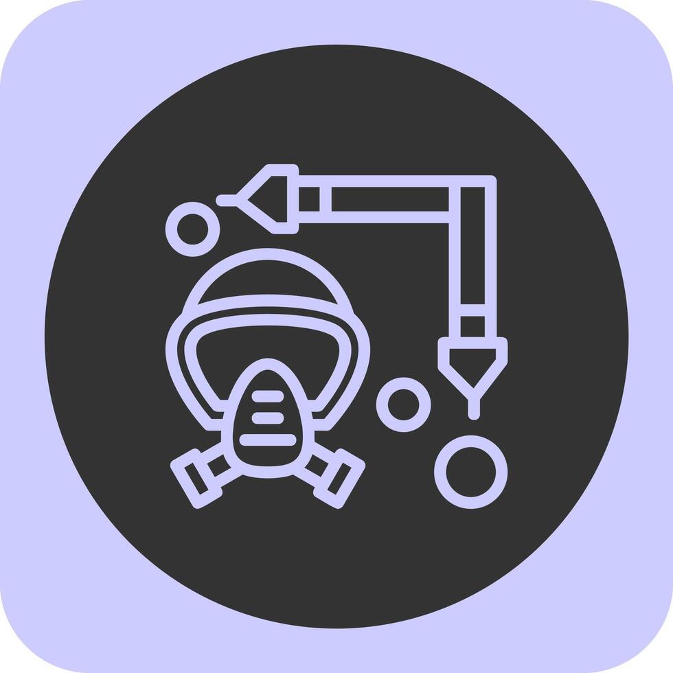 Firefighter Mask Strap Linear Round Icon vector