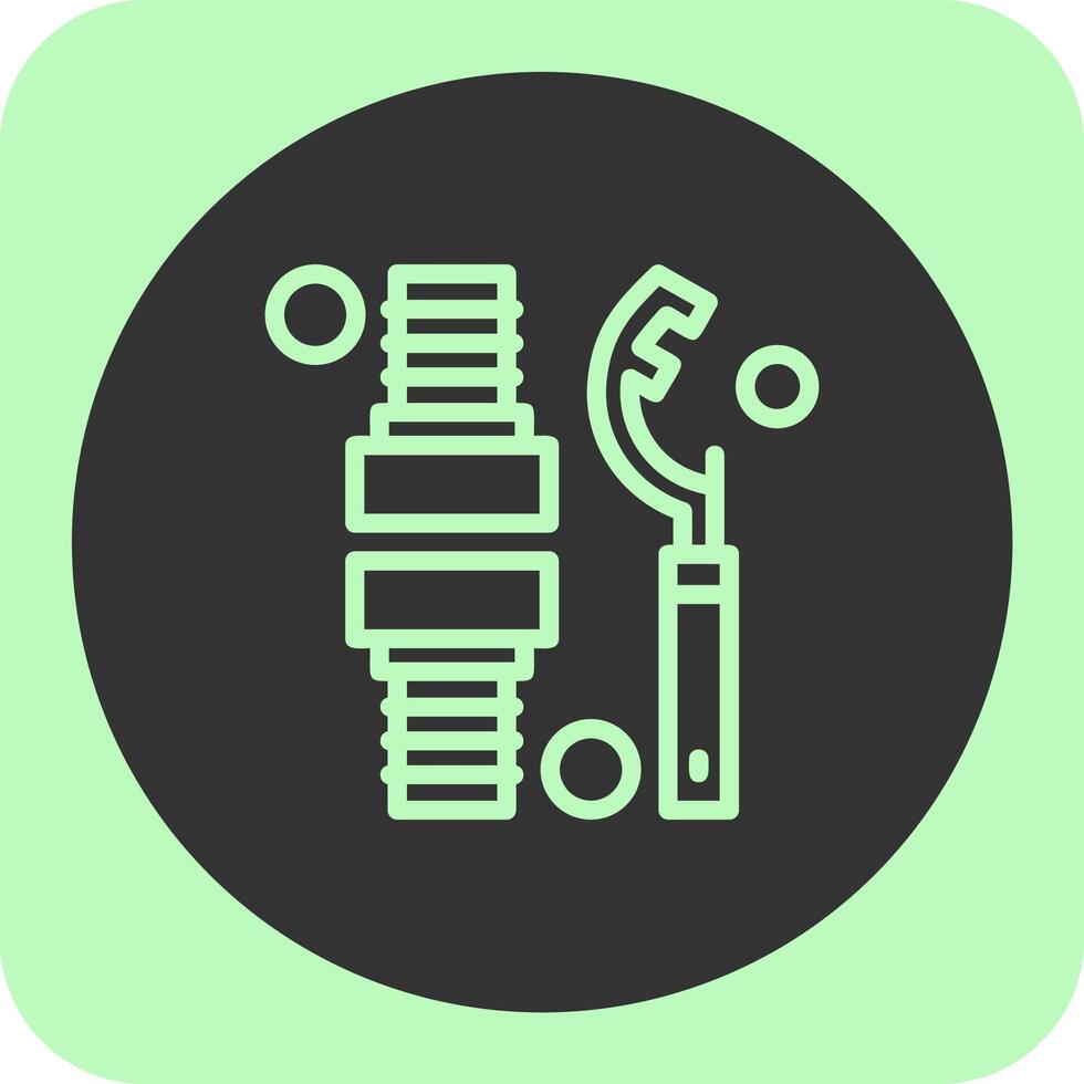 Fire Hose Coupling Spanner Linear Round Icon vector