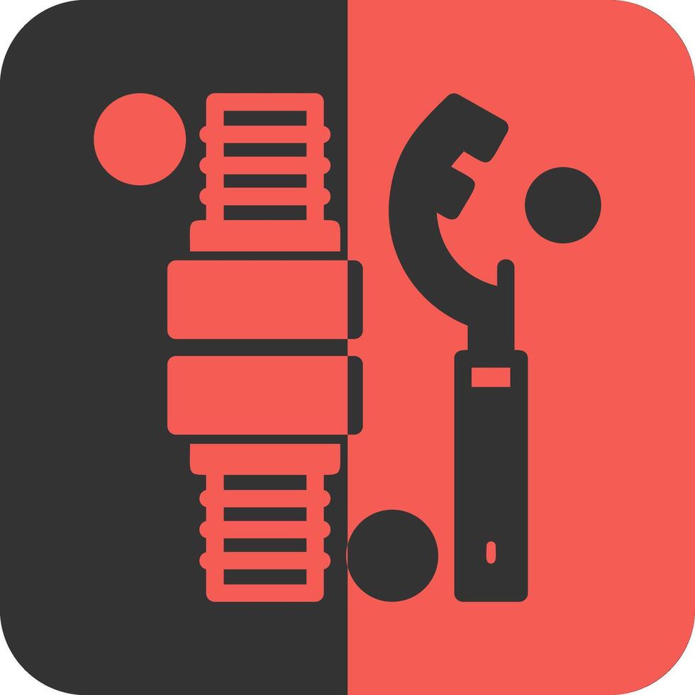 Fire Hose Coupling Spanner Red Inverse Icon vector